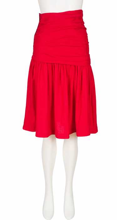 Callaghan by Gianni Versace 1980s Ruched Red Cotto