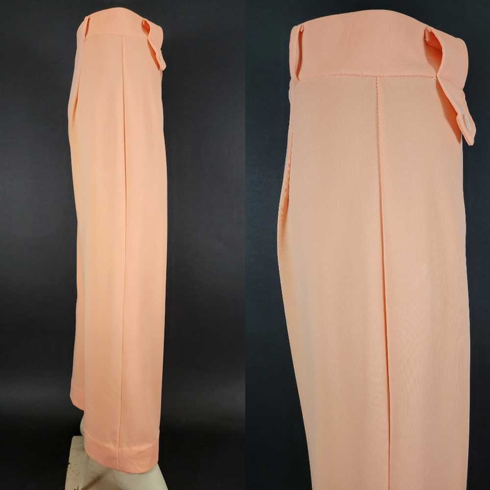 70s Peach High Waist Wide Leg Polyester Pants - image 9