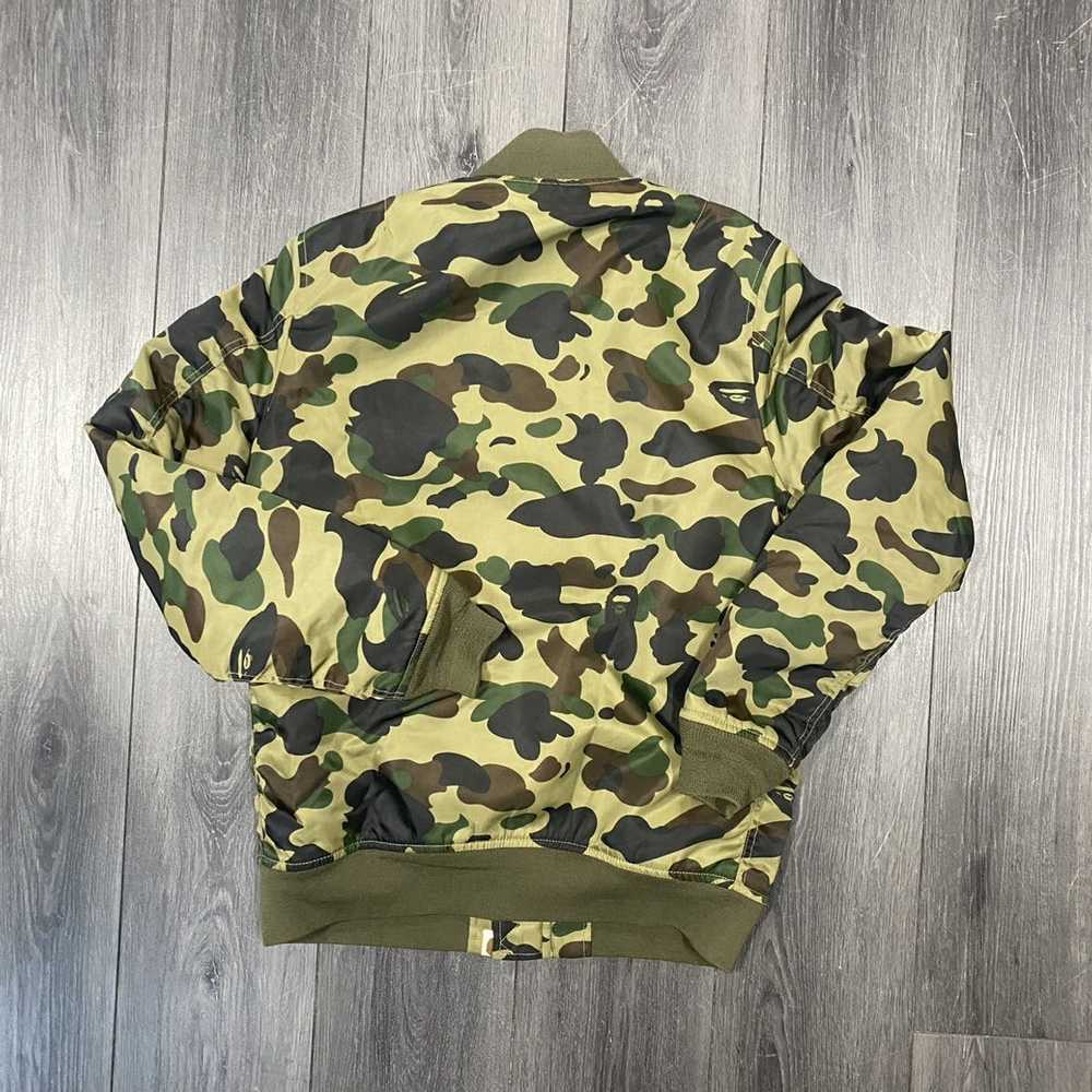 Bape Bape Dark Green Camo Bomber Jacket Sz M - image 2