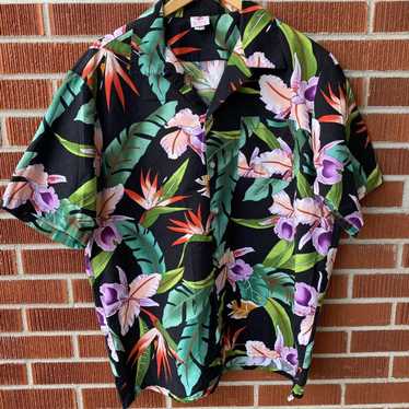 Hawaiian Shirt × Vintage VTG Scorpio 80s Black Flo