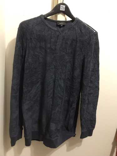 A.P.C. Apc oversized navy velvet shirt medium fade