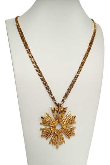 60's Gold -Tone Starburst Pendant Necklace - image 1