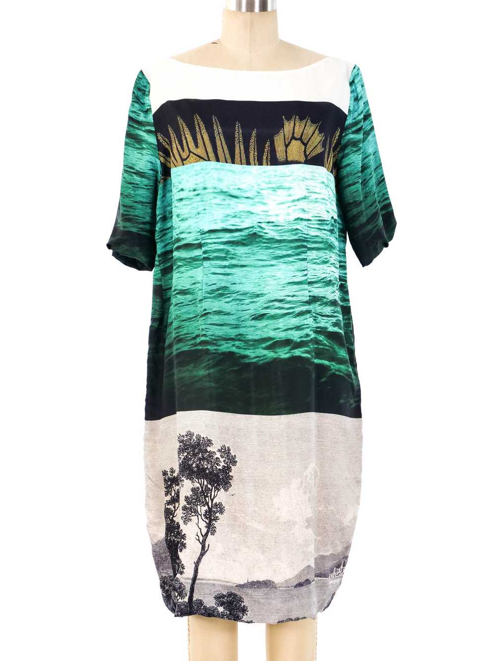 Dries Van Noten Water Motif Printed Shift Dress - image 1