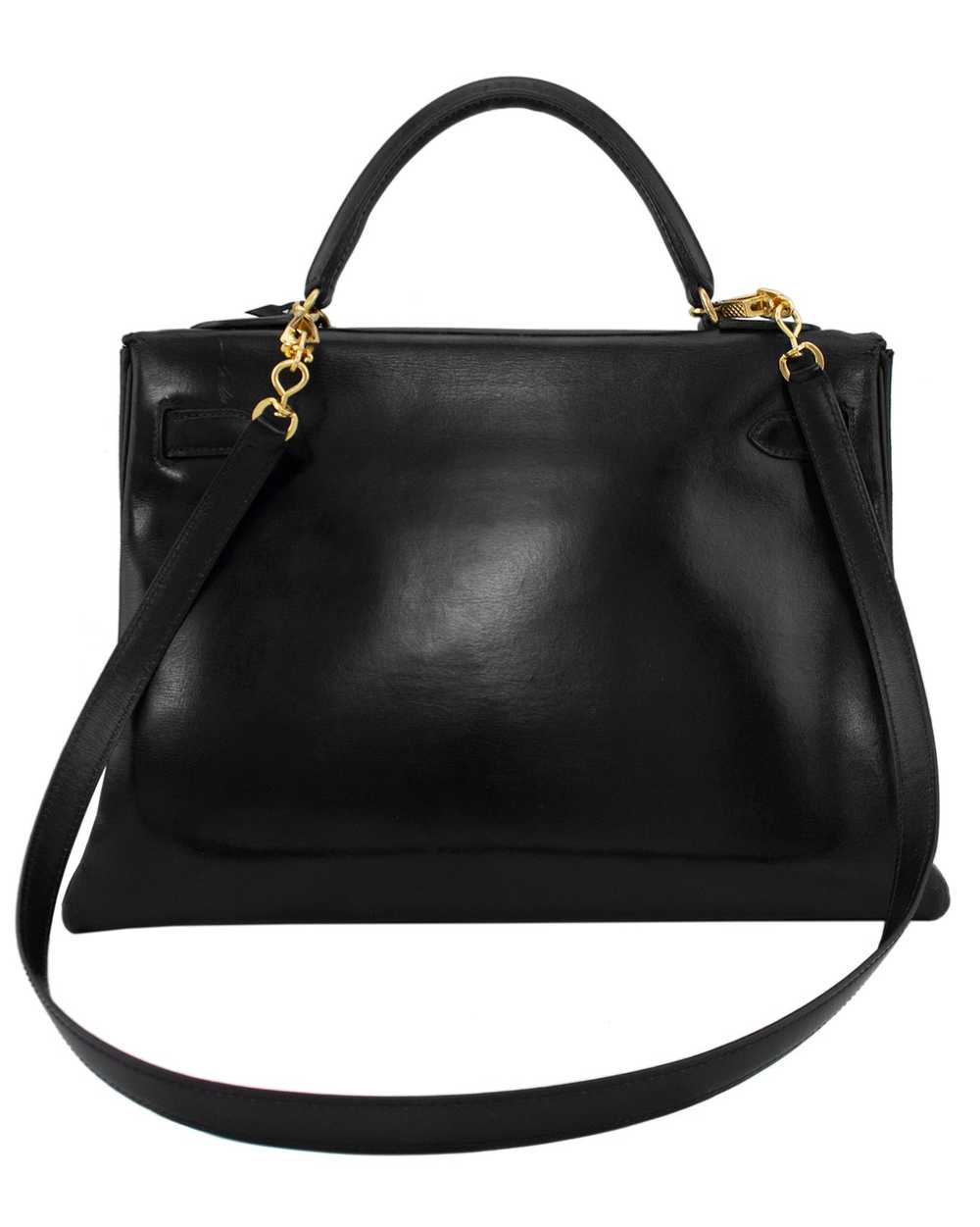 Hermes 1970 Black Supple 32 cm Leather Kelly Bag - image 3