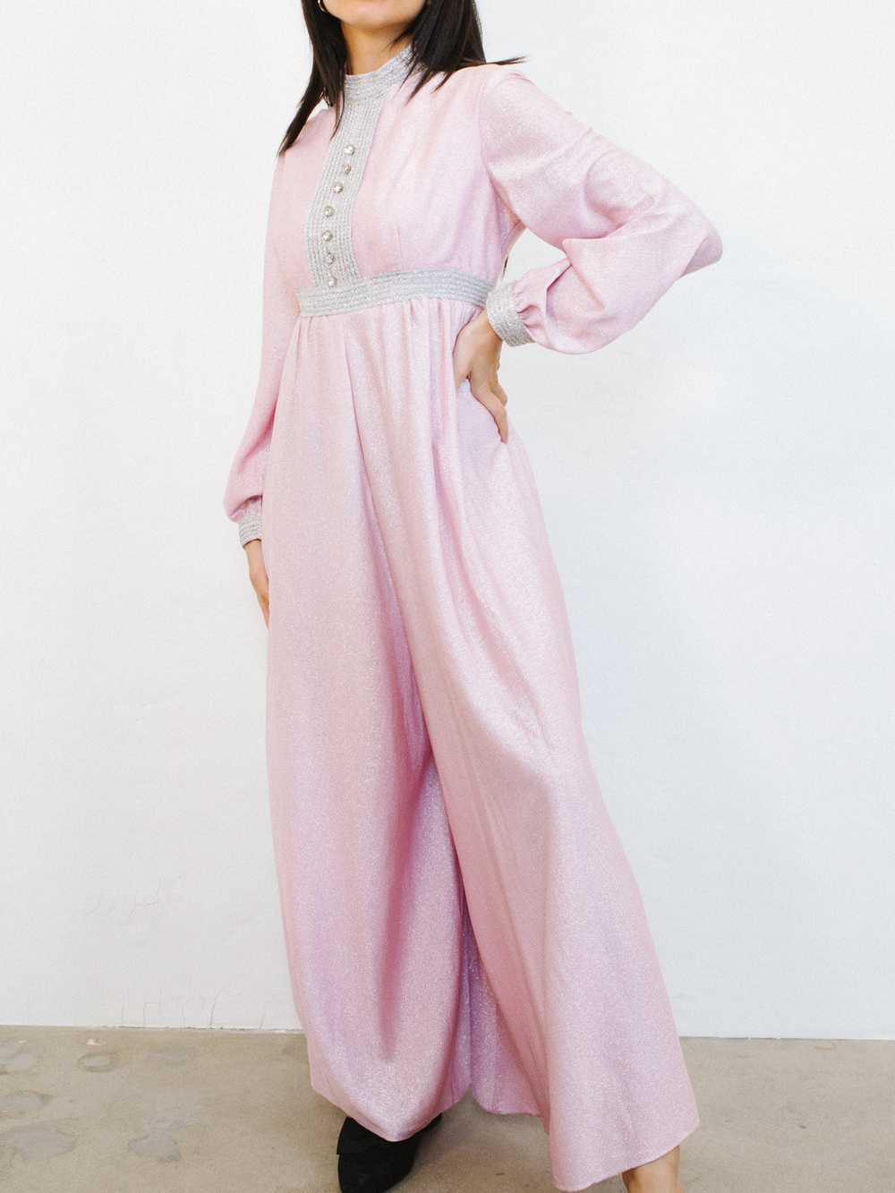 1960's Pink Lurex Jumpsuit - image 3