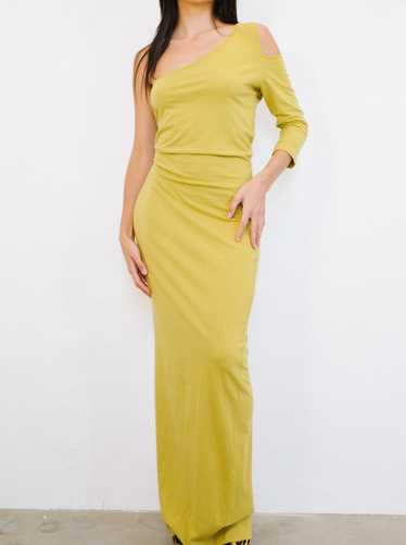 Claude Montana Chartreuse Jersey Dress