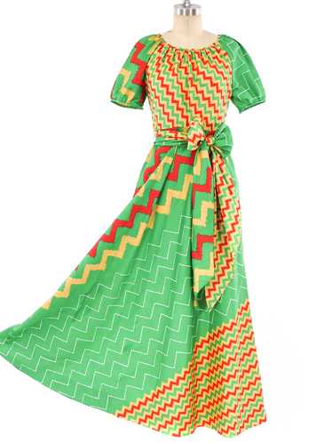 Mixed Chevron Printed Maxi Dress