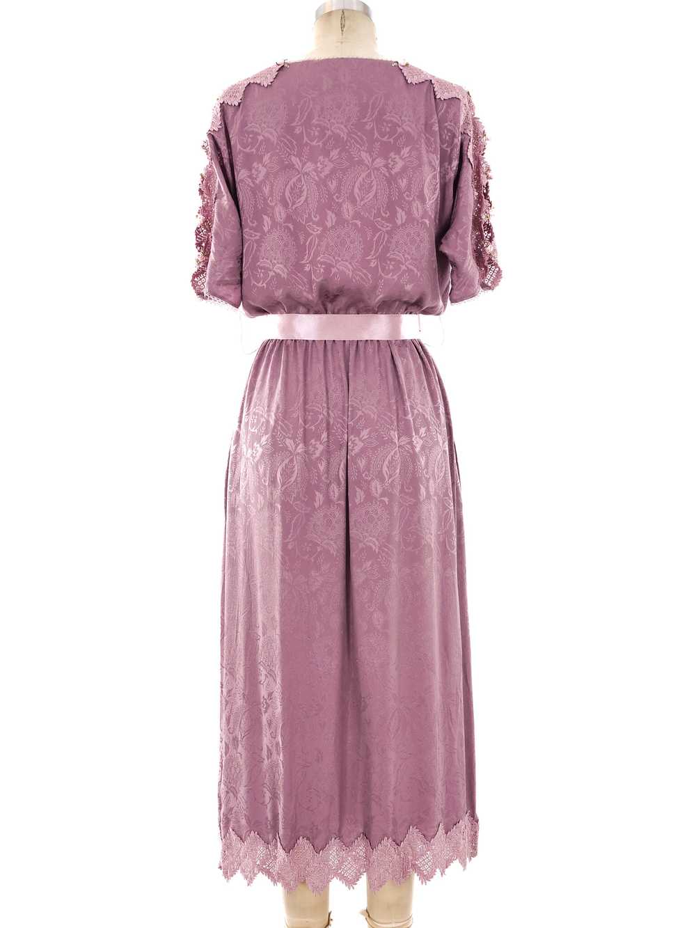 Lace Trimmed Jacquard Silk Dress - image 4