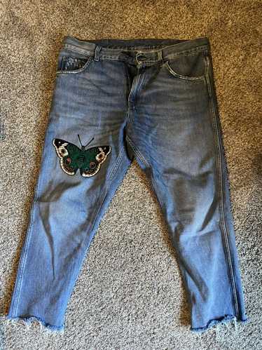 Gucci Butterfly embroidery Gucci denim pants - image 1