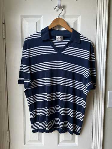 Hermes Navy Blue Striped Polo