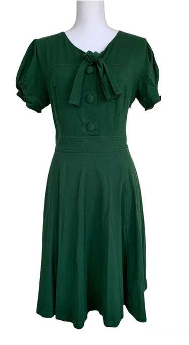 EShakti Short Sleeve Fit and Flare Green Dress, 12