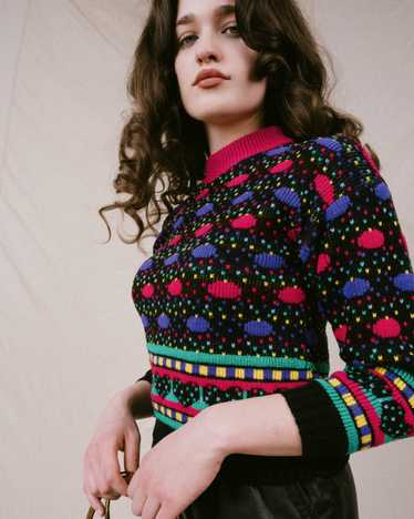 Vintage Cropped Neon Sweater (XS) - image 1