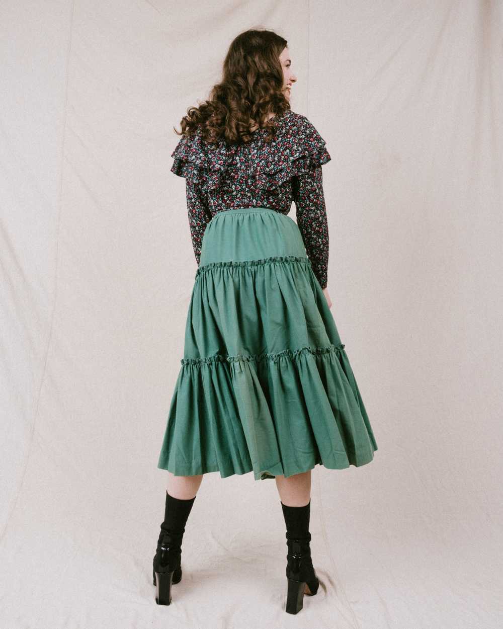 Vintage Teal Green Milkmaid Skirt (XS) - image 3