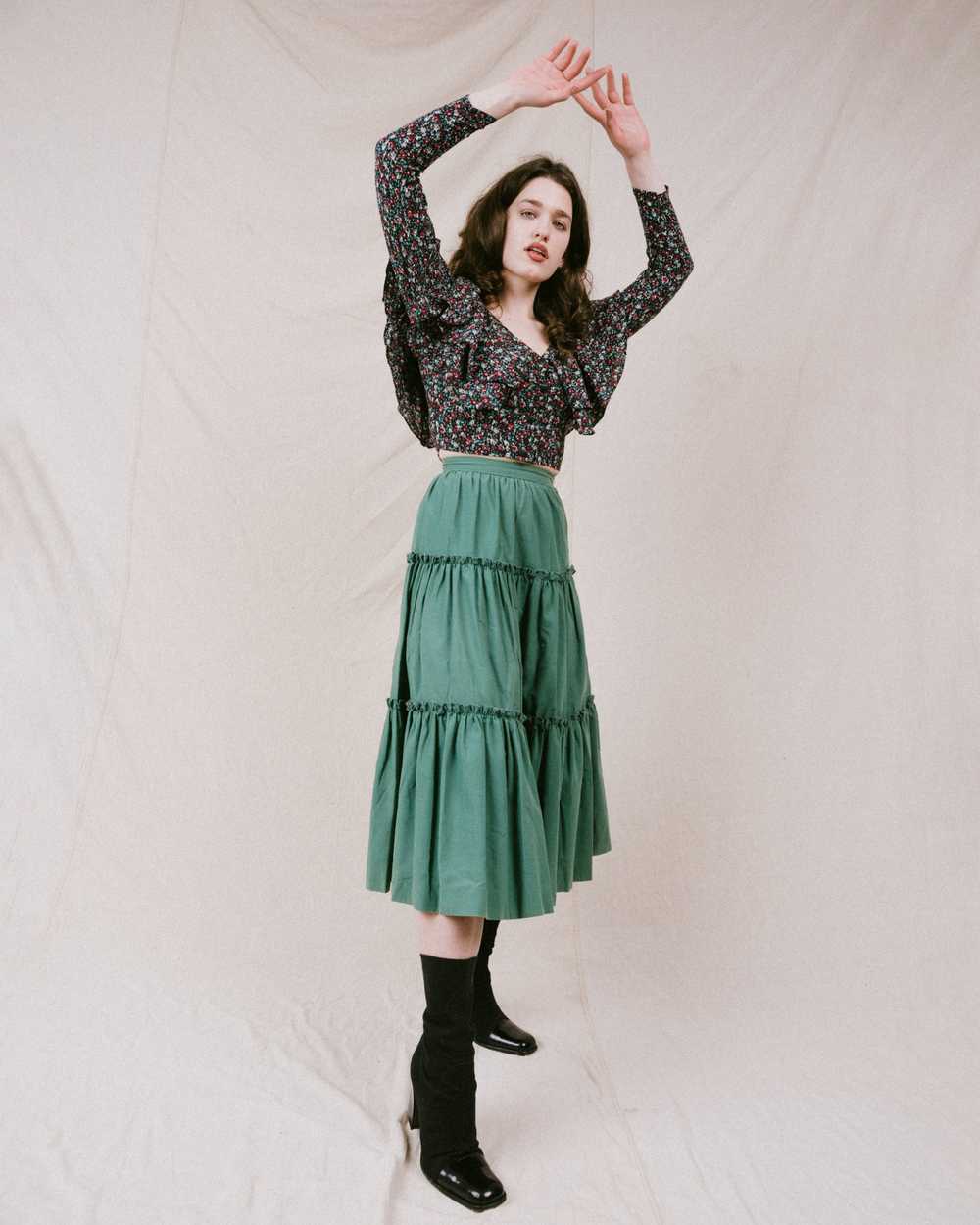 Vintage Teal Green Milkmaid Skirt (XS) - image 4