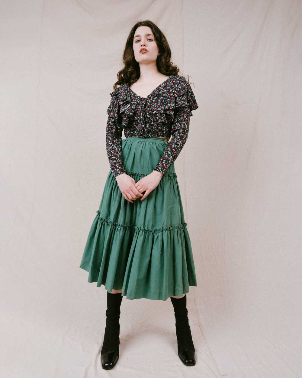 Vintage Teal Green Milkmaid Skirt (XS) - image 5