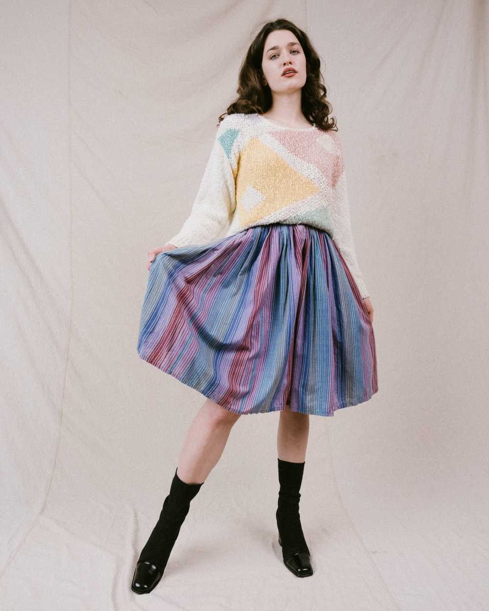 Vintage Striped Cotton Skirt (XS) - image 1
