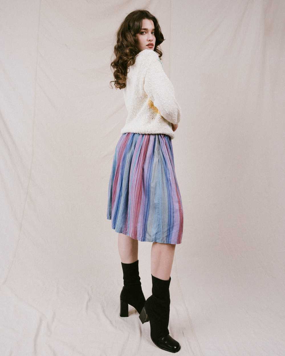 Vintage Striped Cotton Skirt (XS) - image 2