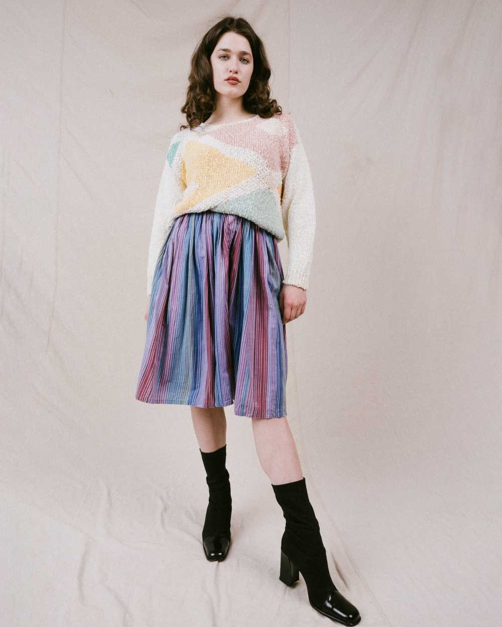 Vintage Striped Cotton Skirt (XS) - image 5