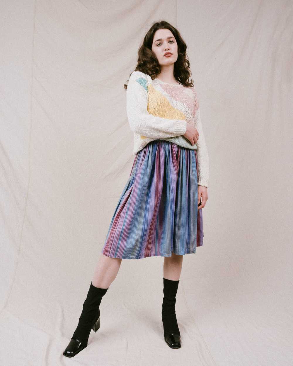 Vintage Striped Cotton Skirt (XS) - image 6