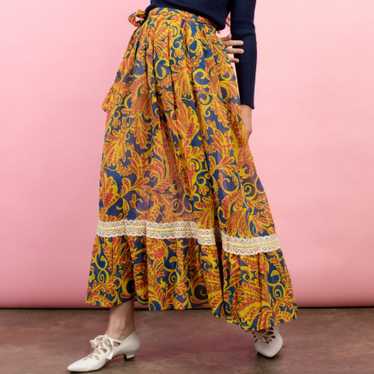 Vintage Semi-Sheer Floral Wrap Maxi Skirt (S-L) - image 1