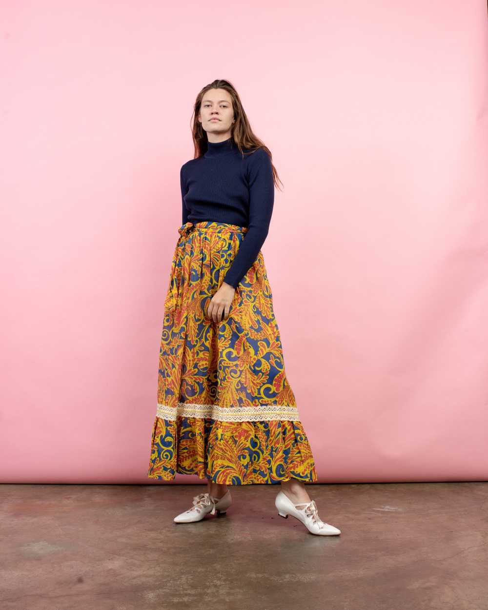 Vintage Semi-Sheer Floral Wrap Maxi Skirt (S-L) - image 3