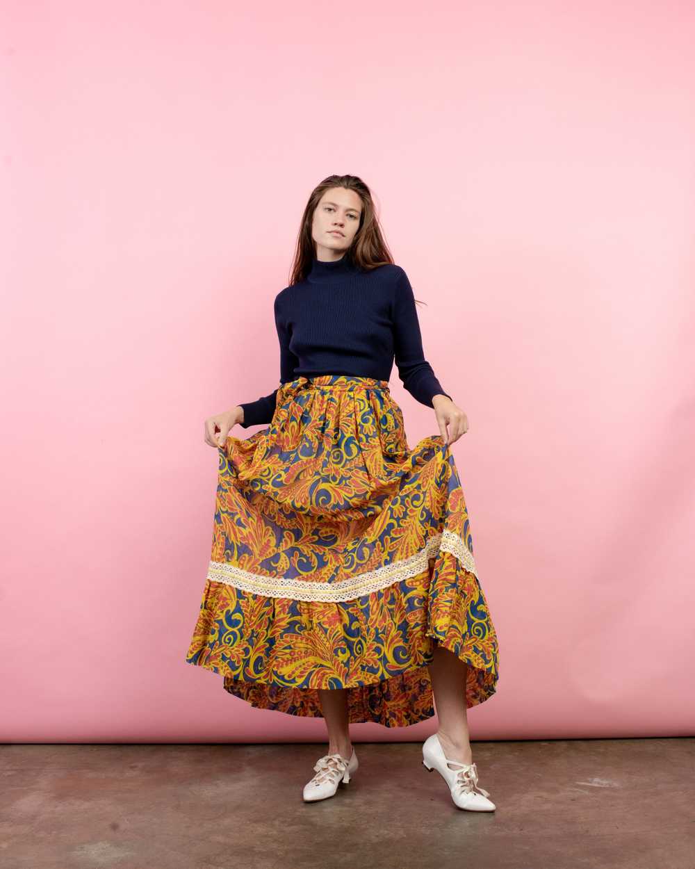 Vintage Semi-Sheer Floral Wrap Maxi Skirt (S-L) - image 4