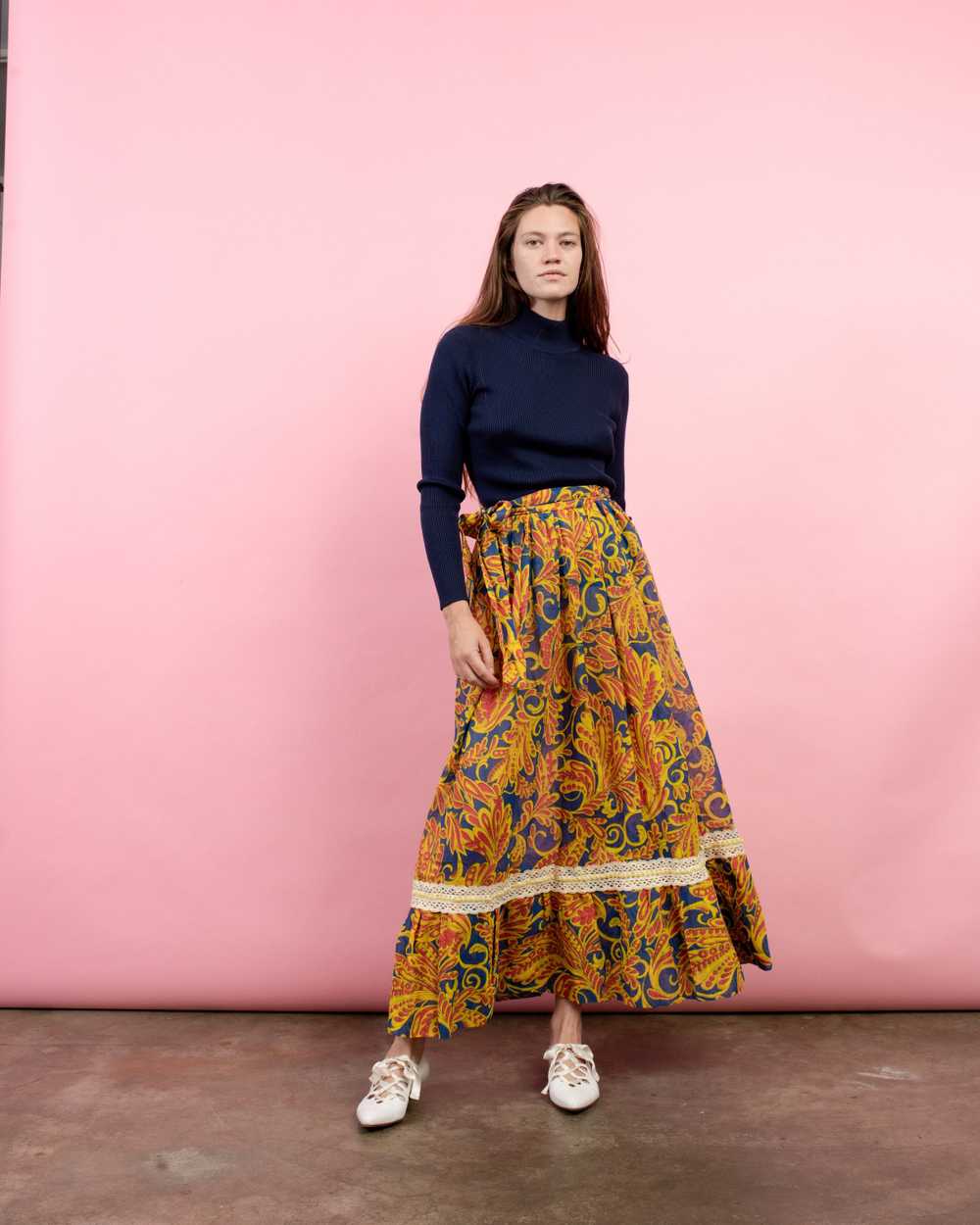Vintage Semi-Sheer Floral Wrap Maxi Skirt (S-L) - image 5