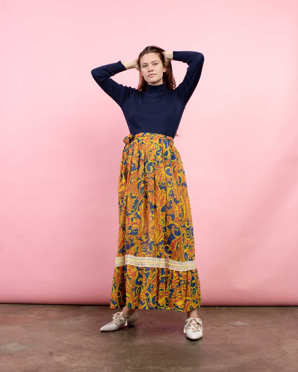 Vintage Semi-Sheer Floral Wrap Maxi Skirt (S-L) - image 7
