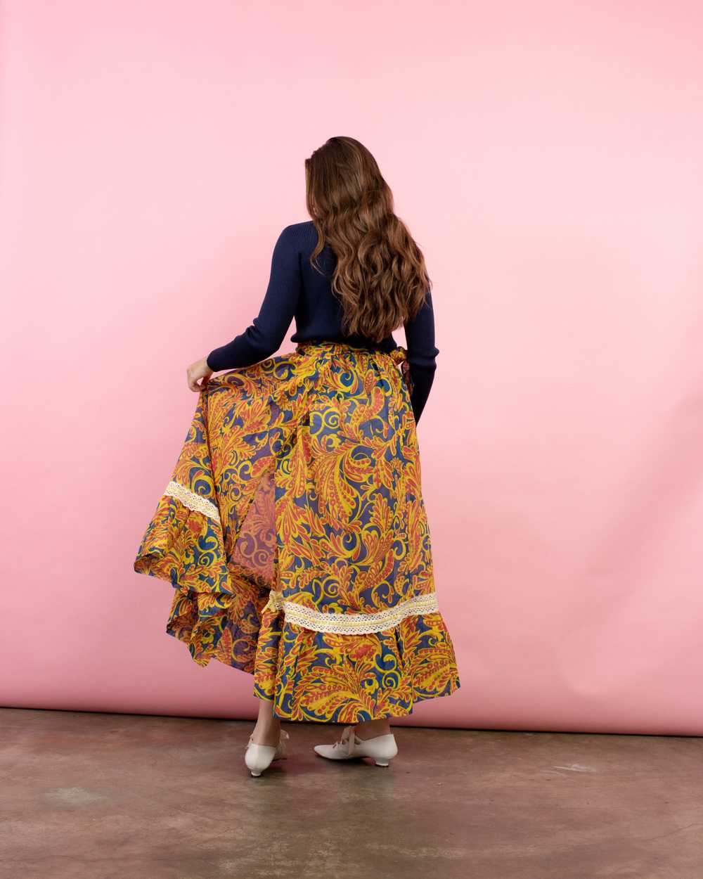 Vintage Semi-Sheer Floral Wrap Maxi Skirt (S-L) - image 8