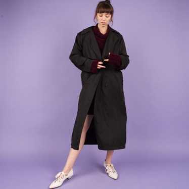 Vintage Charcoal Oversized Trench Coat (S/M) - image 1