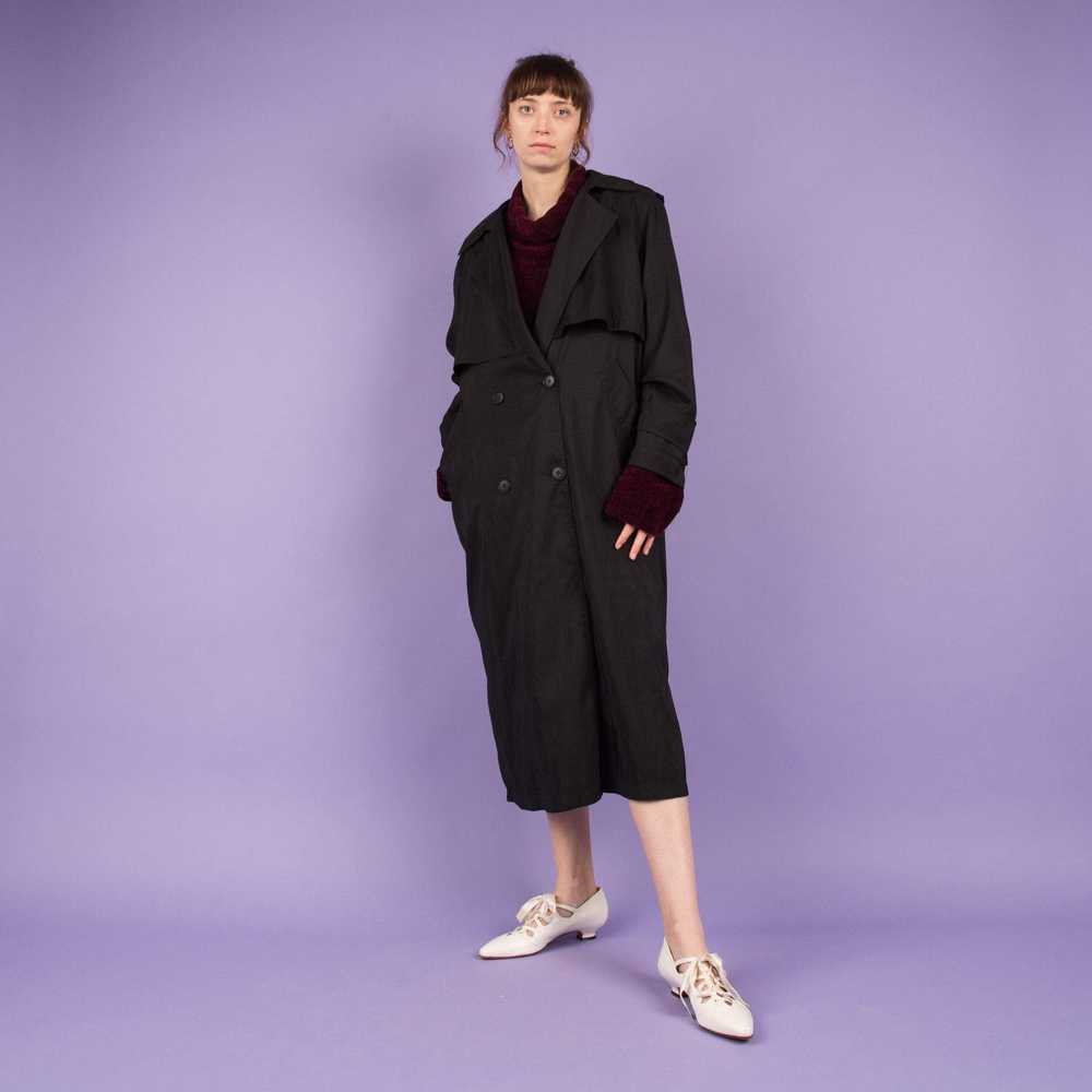 Vintage Charcoal Oversized Trench Coat (S/M) - image 3