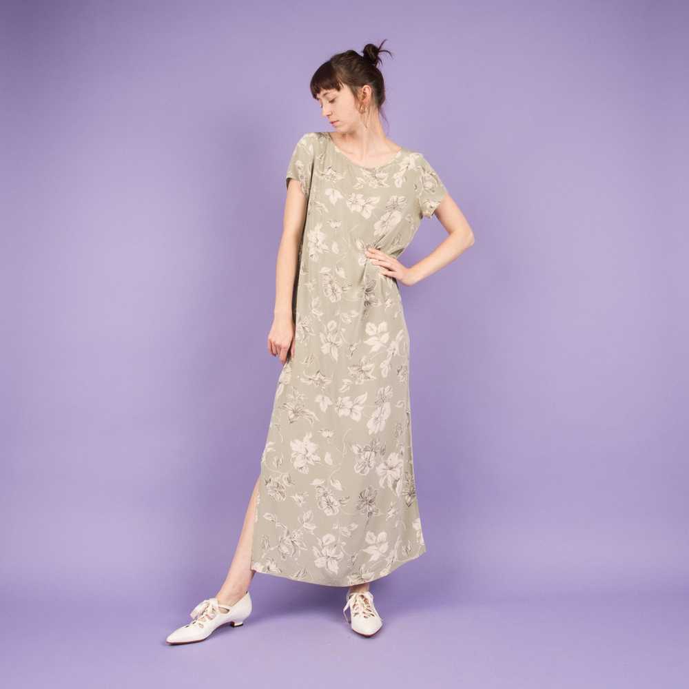 Vintage Mint + Creme Floral Silk Maxi Dress (S/M) - image 1