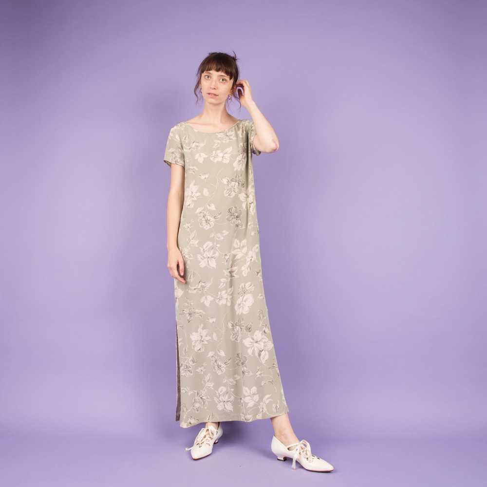 Vintage Mint + Creme Floral Silk Maxi Dress (S/M) - image 2