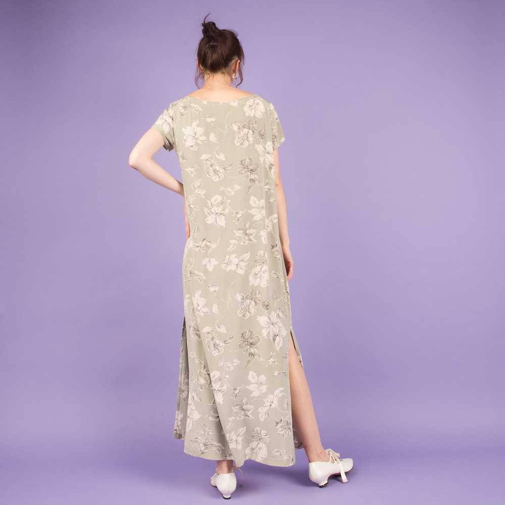 Vintage Mint + Creme Floral Silk Maxi Dress (S/M) - image 3