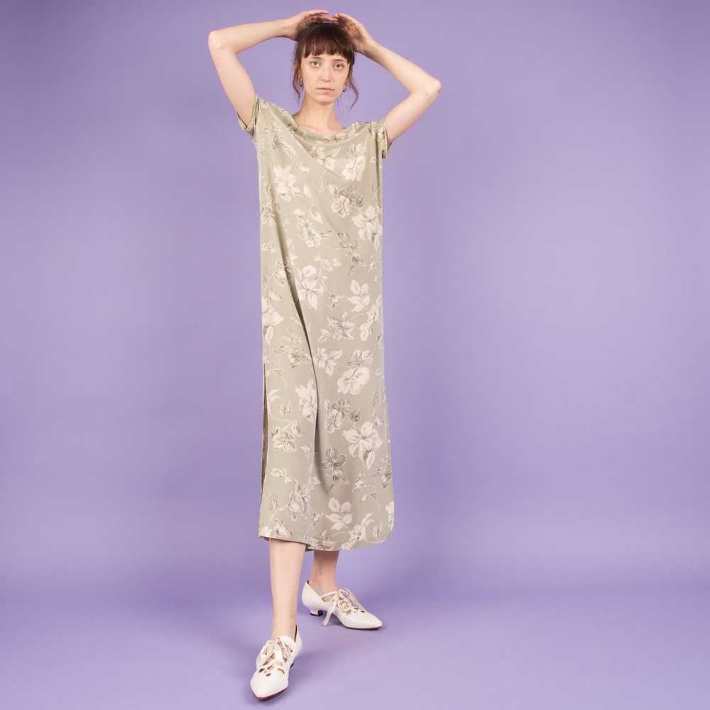Vintage Mint + Creme Floral Silk Maxi Dress (S/M) - image 5