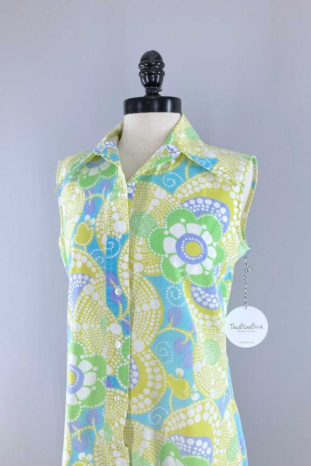 Vintage Mod Floral Print Blouse - image 2