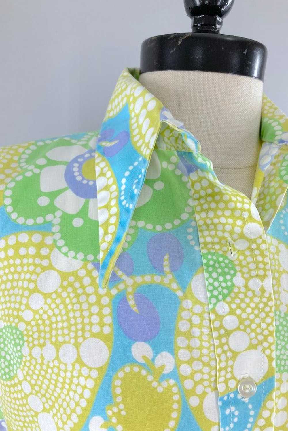 Vintage Mod Floral Print Blouse - image 3