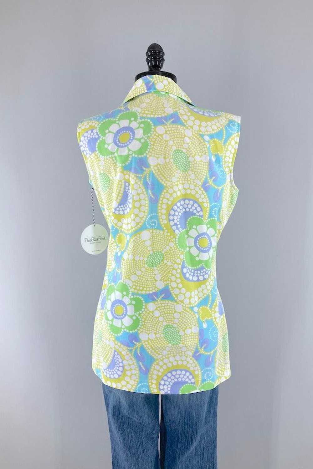 Vintage Mod Floral Print Blouse - image 4