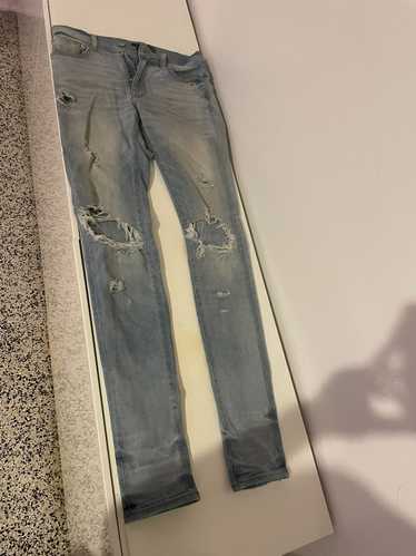 UNIFECTION 22fw AMIRIMIKE men jeans MX1 JEAN - BLACK/SILVER DISTRESSED pants