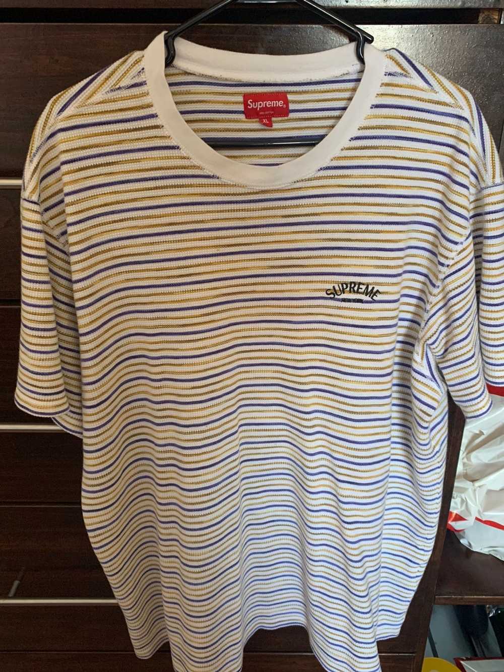 Supreme Rhinestone Stripe Baseball Jersey White