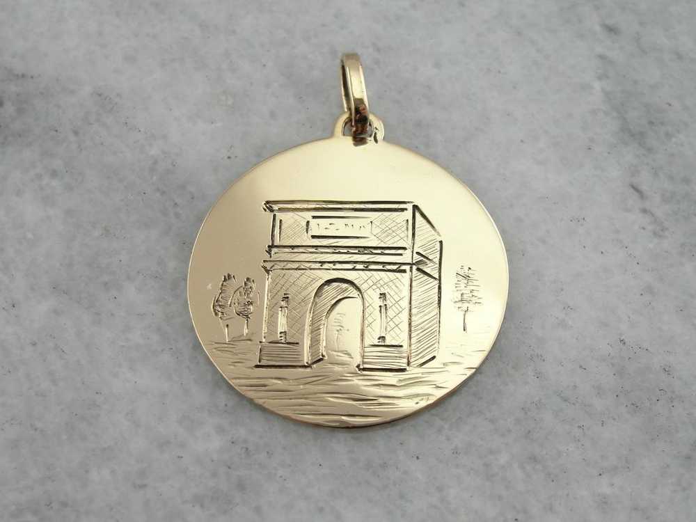 The Arch of Titus, Hand Etched Gold Disc - image 2