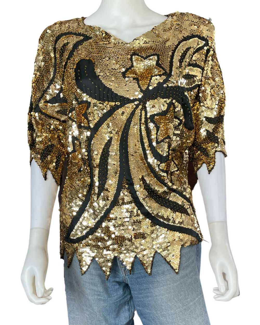 Vintage Gold Sequin Star Top - image 2