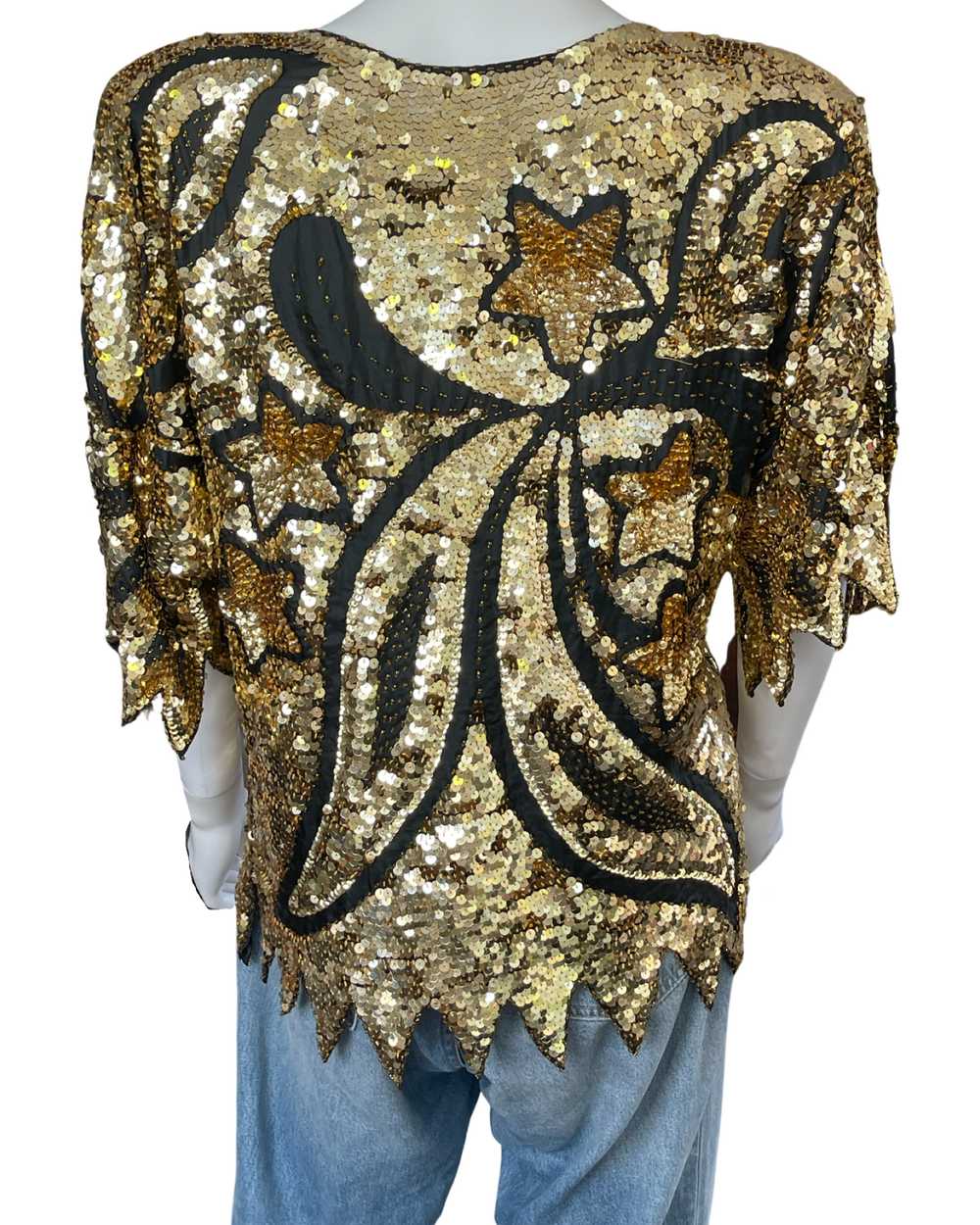 Vintage Gold Sequin Star Top - image 4