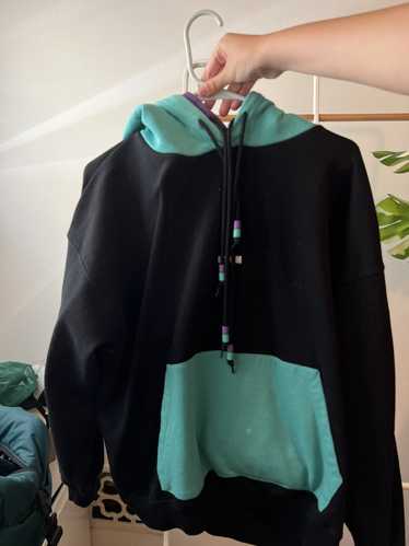 MSGM MSGM Double Layered Green and Black Hoodie