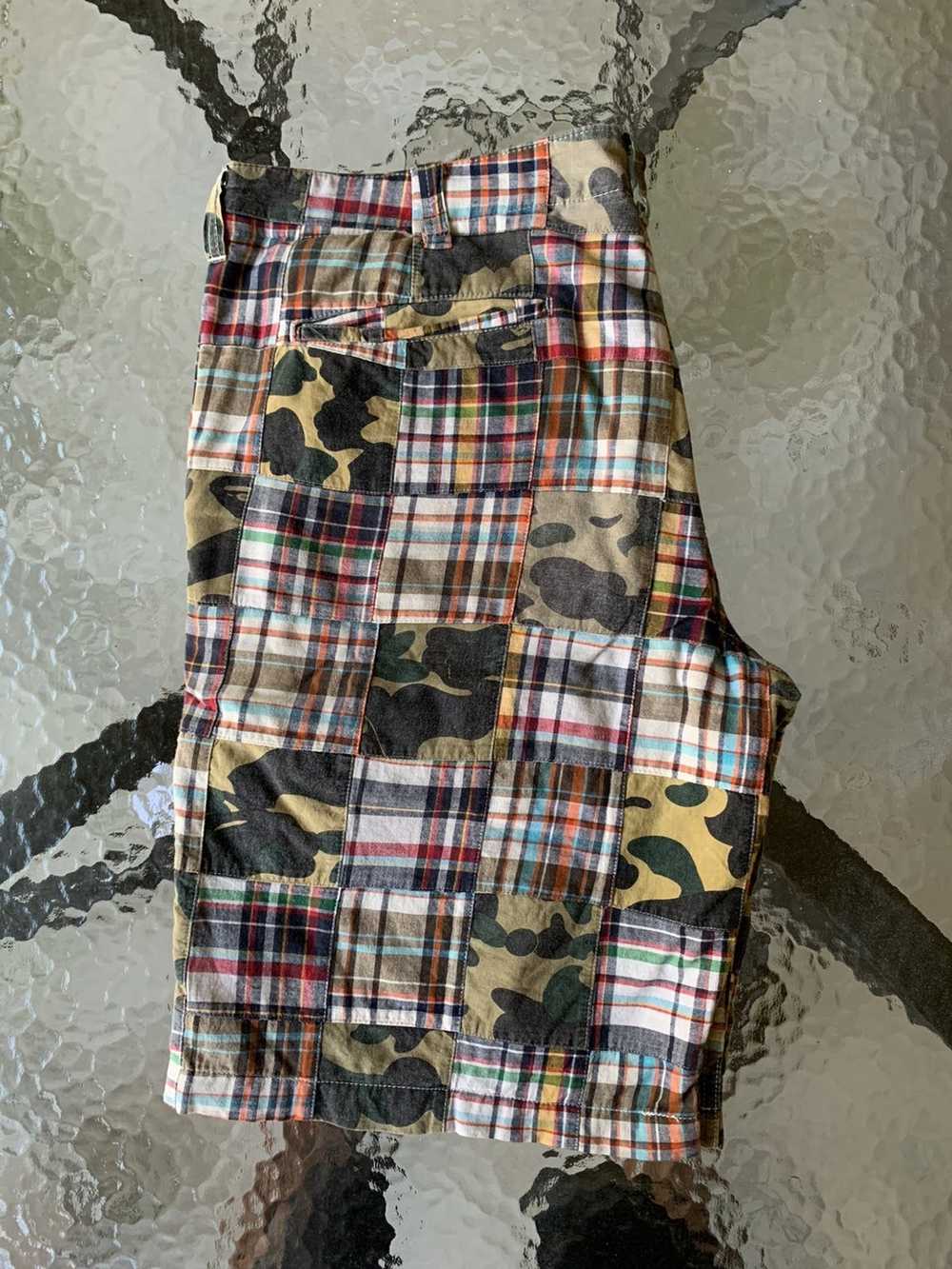 Bape A bathing ape patch camo plaid shorts - image 2