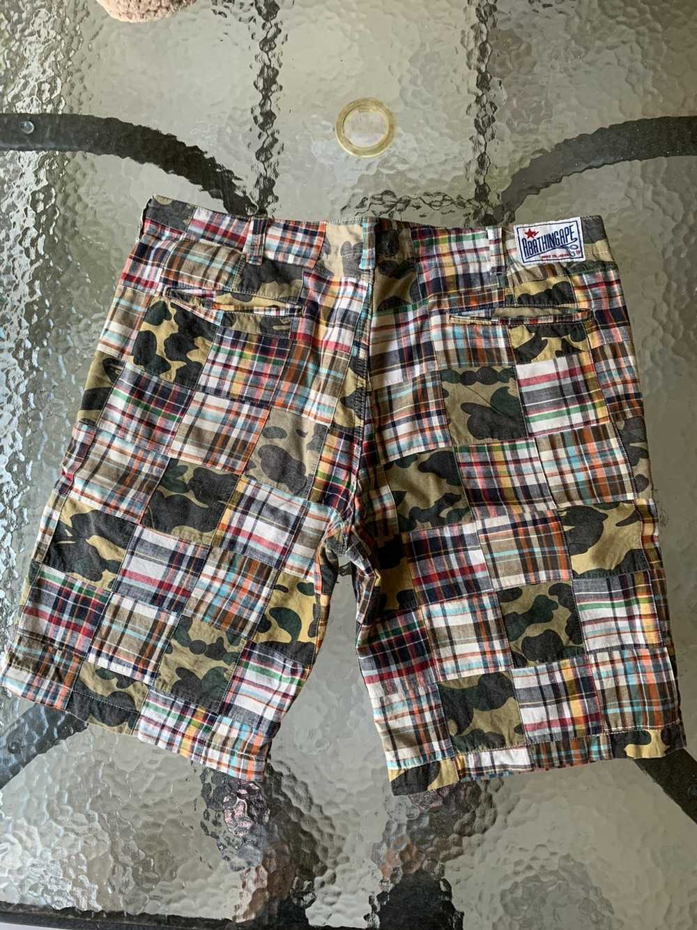Bape A bathing ape patch camo plaid shorts - image 4