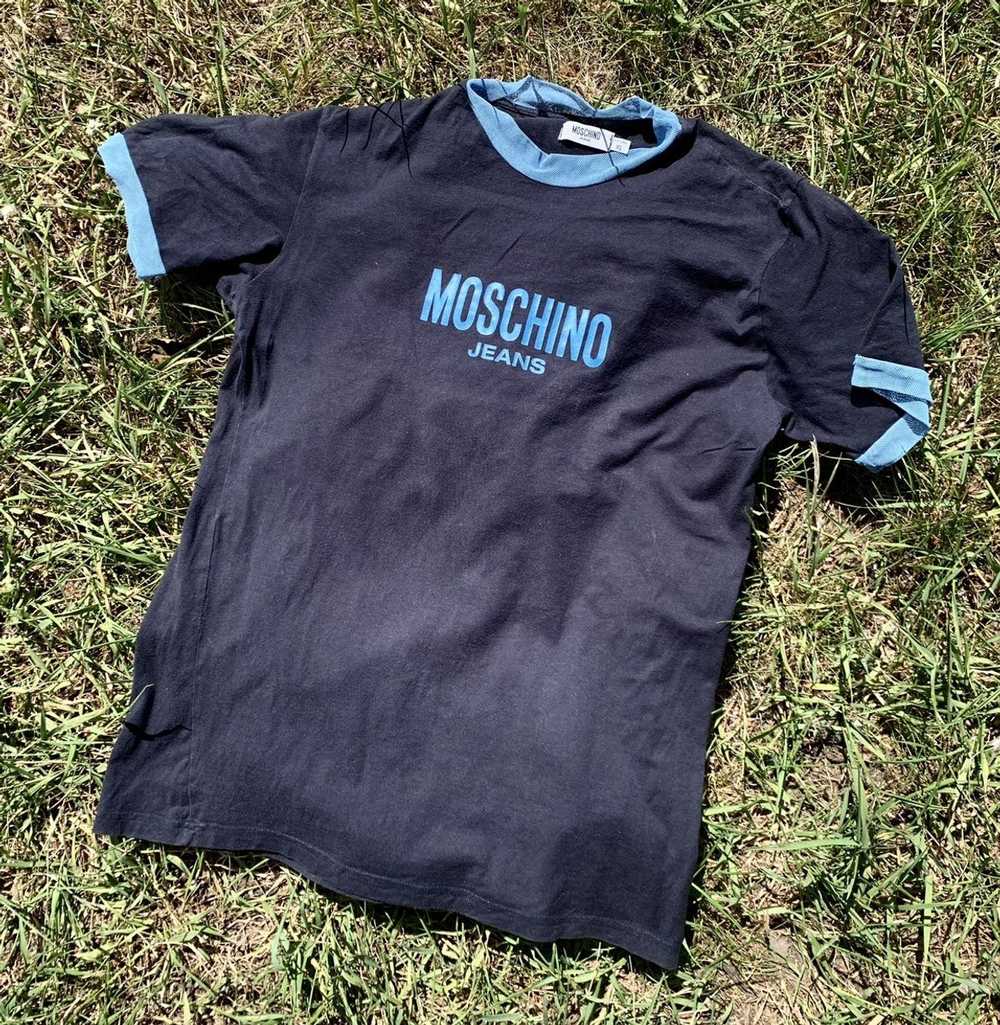 Moschino × Vintage Moschino 90’s navy logo tee vi… - image 1