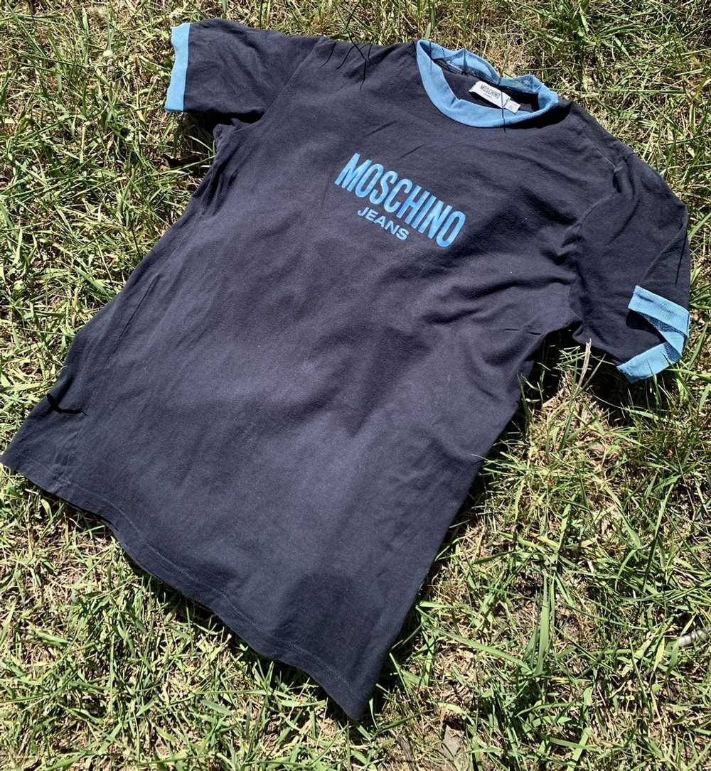 Moschino × Vintage Moschino 90’s navy logo tee vi… - image 2