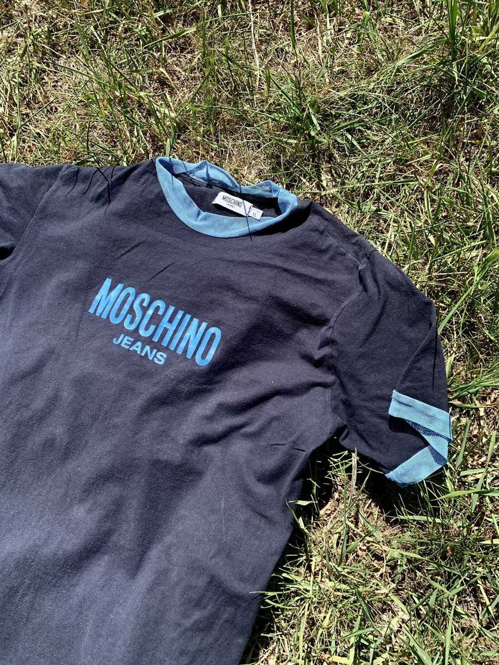 Moschino × Vintage Moschino 90’s navy logo tee vi… - image 3