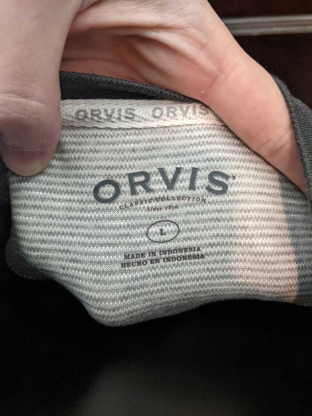 Orvis Grey knit long sleeve logo shirt - image 3